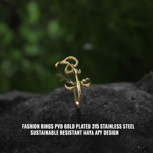 แหวนแฟชั่นชุบทอง PVD สแตนเลสสตีล 316L ทนทาน ดีไซน์รูปหัวใจและลูกศร - Product Image 3