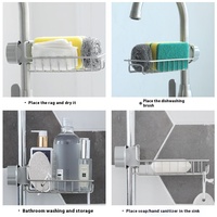 Support de rangement multifonctionnel en acier inoxydable pour robinets de cuisine Panier suspendu Support de vidange de lavage ménager Tissu éponge fonctionnel