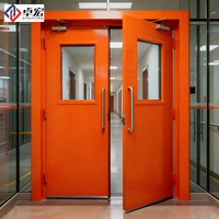 Porte en acier coupe-feu à ouverture manuelle avec barre de poussée et plaque de protection finis, pour les installations publiques et l'usage commercial