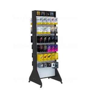 Supports de présentation au sol en métal pour accessoires de téléphonie mobile double face avec crochets et roulettes, rangement roulant pour les magasins de détail - Product Image 2