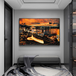 Póster de Arte Mural Personalizado al por Mayor con Paisaje Urbano para Sala de Estar, Pintura Moderna de Arte Mural de Porcelana de Cristal para Decoración del Hogar - Product Image 3
