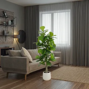 Oh Arts Plante artificielle Ficus Lyrata à grandes feuilles de 1,5 m de haut, faux figuier à feuilles de violon pour la décoration du salon et du patio - Product Image 6