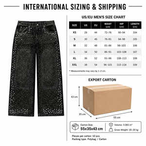 Vaqueros de mezclilla personalizados para hombre, estilo vintage, con parches de diamantes de imitación, Y2K, lavado efecto nieve, con diamantes y perlas, pantalones streetwear de corte holgado - Product Image 6