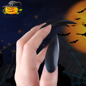 Faux ongles noirs pour Halloween, 10 pièces, longs et pointus, accessoires de costume de sorcière et de vampire, accessoire de maquillage en plastique - Product Image 4