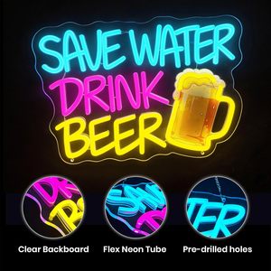 Save water drink beer neon LED dimmable USB powered ambient <b>light</b> shop <b>window</b> decoration <b>light</b> street indicator <b>light</b> 5v - Product Image 1