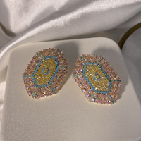 SENYU Élégantes Boucles d'Oreilles Clous Art Déco Ovales Marquise CZ en Forme de Bouclier, Uniques, Rose Jaune Turquoise, Bijoux de Luxe pour Femme, Cadeau
