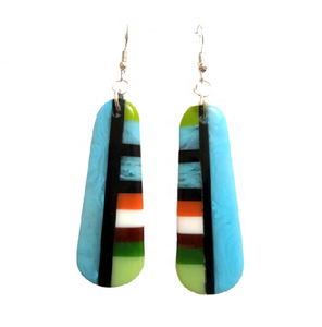 Ready to Ship Brand Statement Women's Fashion Acrylic Earrings <b>Handcrafted</b> Quality Resin Inlay Leaf Shape Drop <b>Jewelry</b> - Product Image 4