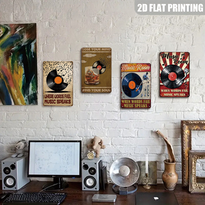 Donde las palabras no llegan, la música lo hace: Letreros de metal retro para decoración de pared de bares y pubs - Product Image 4