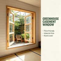 Ventana Abatible de Pino Macizo Estilo Chino, Doble Apertura, Madera Cruda sin Acabado, Decoración Interior, Resistente al Viento, Dimensiones Personalizadas para Apartamento