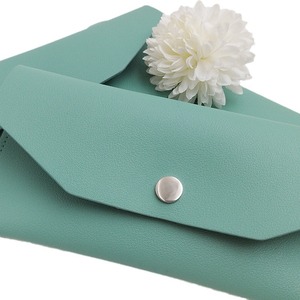Porte-cartes compact pour femme, personnalisé, couleur unie, <span class=keywords><strong>simple</strong></span>, en PU, avec fermeture à bouton, pour cartes <span class=keywords><strong>de</strong></span> <span class=keywords><strong>visite</strong></span> - Product Image 6