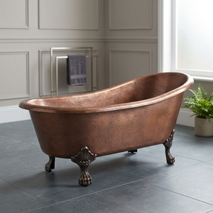 Baignoire autoportante individuelle en cuivre finition bronze huilé, ovale classique, pour salle de bain de villa, adultes - Artisanat indien - Product Image 1