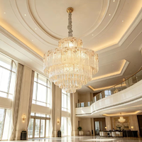 Lustre en verre givré multicouche de luxe pour villas, salons, chambres, halls d'hôtel, restaurants - LED à intensité variable, garantie de 3 ans