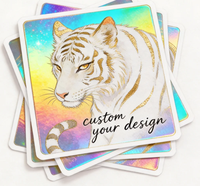 Autocollants personnalisés avec logo, dorure à chaud, animaux (cerf, lapin, tigre), découpés, holographiques, en vinyle imperméable pour ordinateur portable et bouteille