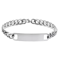 Bracelet classique en acier inoxydable Ywyougang, barre incurvée personnalisée, chaîne cubaine, chaîne de main, plaqué argent/noir pour hommes et femmes