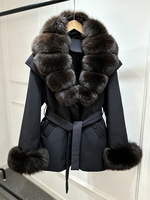 Veste d'hiver de luxe pour femmes Janveny 2026, nouvelle collection, grand manteau en duvet de canard blanc à 90 % avec poignets en fourrure de renard naturelle, parka en plumes pour femme