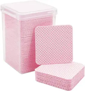200 buah kain lap lem Gratis serat bantalan kering Wiper kain non-tenun untuk Pemoles kuku pemasok Salon rumah (merah muda)