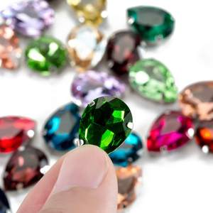 Diamantes de imitación en forma de lágrima de alta calidad, piedras de cristal de 7x10 Mm con parte trasera plana para coser ropa, bolsos de vestir de boda, zapatos - Product Image 4