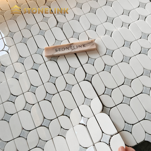 Mosaico in Marmo Bianco di Thassos con Design Unico e Mosaico di Conchiglie - Product Image 4