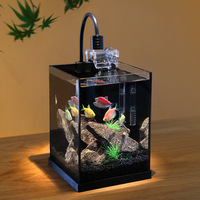 Aquarium de bureau moderne en verre HD transparent, petit aquarium pour poissons rouges et betta, ensemble complet pour salon, aquascape complet, système écologique planté