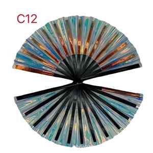 2025 Hot Sale 33Cm Laser Holographic Bamboo Portable Folk Art Folding <b>Hand</b> <b>Fan</b> Painted for Party Wedding Decoration - Product Image 4
