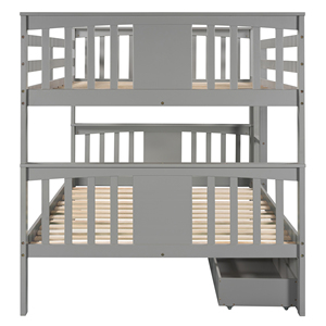 Full Over Full <b>Bunk</b> <b>Bed</b> With Drawers And <b>Ladder</b> Gray Kids Bedroom Furniture - Product Image 6