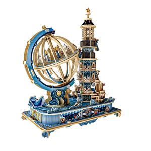 Boîte à musique <span class=keywords><strong>Globe</strong></span>, plus de 200 pièces, <span class=keywords><strong>puzzle</strong></span> en bois <span class=keywords><strong>3D</strong></span>, modèle musical rotatif, kit de bricolage, cadeau pour adultes de 14 ans et plus - Product Image 1