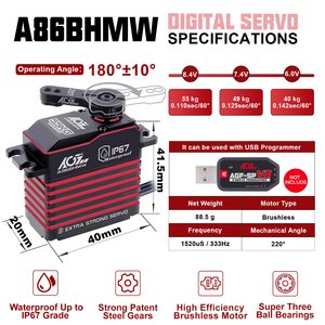 AGFRC A86BHMW 86g Engrenage en acier 55KG Voiture RC Brushless Robot 8.4V HV Étanche IP67 Numérique Programmable Grande Taille Jouet - Product Image 4
