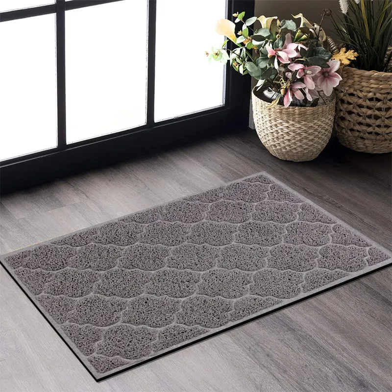 Home PVC Non-slip Wire Ring Doormat Entrance Door Mat Silk Ring Foot Doormat