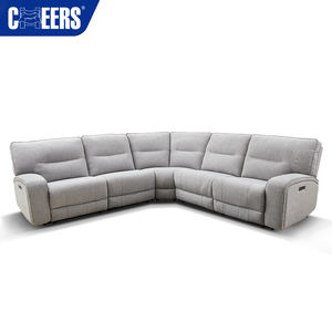 MANWAH CHEERS Sofá seccional reclinable eléctrico gris de tela de lujo de 5 plazas con salida de CA y Puerto USB para muebles de sala de estar - Product Image 3