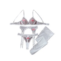 Ensemble de Lingerie Sexy Femme 2026 Nouvelle Collection Broderie Cerise et Maille Transparente Respirante – Vente en Gros