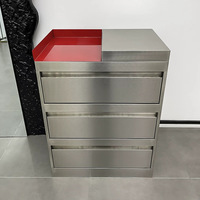 Armoire de rangement à outils en métal à 3 niveaux, autoportante, pour équipement de salon, version large, couleur argent, personnalisable