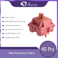 AKKO Interrupteur linéaire en palissandre 5 broches pour clavier de jeu 45 40gf Lubed d'usine Compatible avec le clavier mécanique mx diy