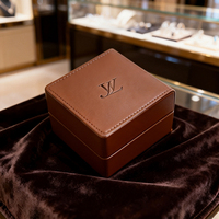 Boîte de rangement de luxe en cuir PU beige, marron foncé, vert, de haute qualité, avec logo personnalisable, gaufrage artisanal et pelliculage mat