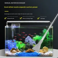 Accessoires d'aquarium : Dispositif vibrant de vidange d'eau pour aquarium avec aspirateur manuel, lave-sable et pompe à eau en plastique pour salon