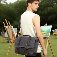Sac messager en toile vintage de luxe de haute qualité pour hommes, durable, imperméable, léger, bandoulière, sacoche, couleur unie