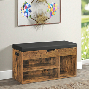 Modern Wooden Panel Upholstered Shoe <strong>Bench</strong> Shelves Space-Saving <strong>Storage</strong> Hidden Living Room Entrance Shoe Cabinet - Product Image 4
