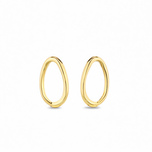 Orecchini ovali in acciaio inossidabile color oro, orecchini pendenti alla moda - Product Image 1