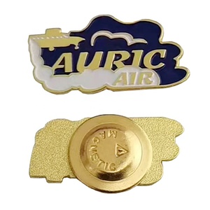 Fabricante personalizado aerolínea empresa logotipo suave esmalte aviación piloto solapa Pin <span class=keywords><strong>Auric</strong></span> aire oro imán vuelo insignia uniforme broche - Product Image 1
