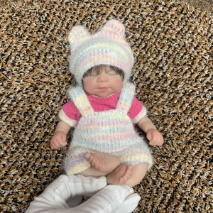 Mini Muñeca de Silicona de 8 Pulgadas, Bebé Niña Realista, Cabello Injertado a Mano <span class=keywords><strong>con</strong></span> Set de Accesorios para Alimentación - Product Image 6