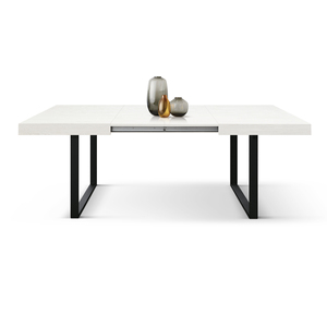 Table à manger extensible en chêne rustique 140x90 avec pieds en métal noir en forme de U pour usage intérieur - Product Image 4