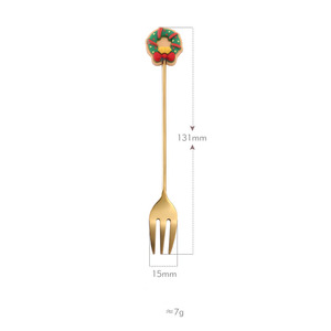 Juego de 4 Cucharas y Tenedores de Acero Inoxidable 304 con Diseño Navideño Dorado y Plateado, Ecológicos, para Regalos - Product Image 2