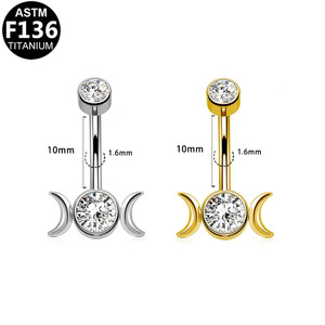 Anneau de nombril en alliage de titane G23 avec zircon carré et pendentif, bijoux de piercing tendance pour femmes, idéal pour les soirées - Product Image 3