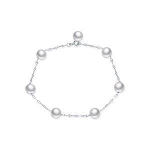 S925 Silver Freshwater Pearl Chain <b>Bracelet</b> Classic Women's Everyday Wear <b>Adjustable</b> Link <b>Bracelet</b> - Product Image 1