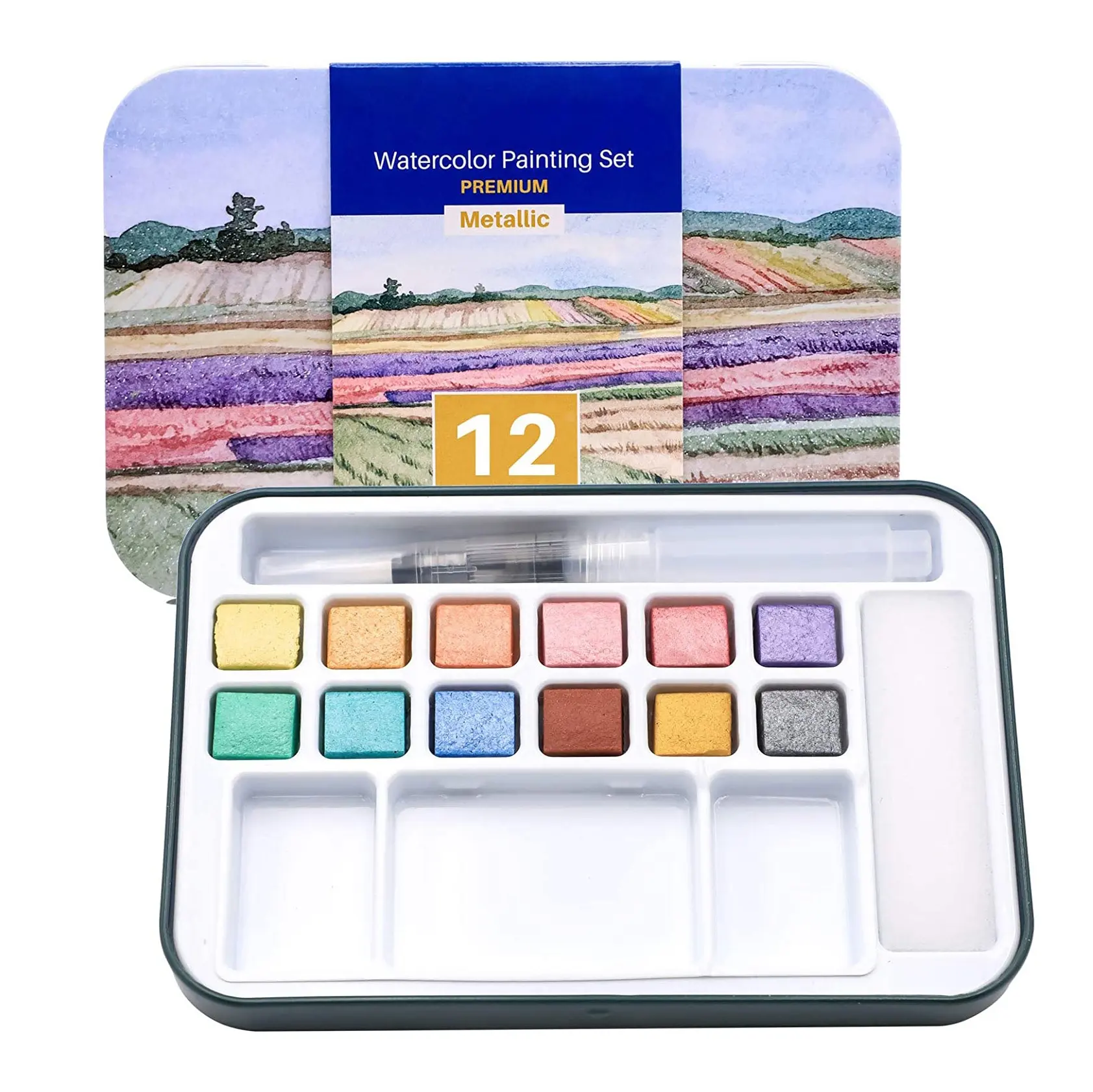 metallic watercolor painting set 12 watercolor painting for art in tin watercolor paint box