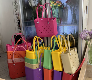 LS工場卸売カスタムロゴXLボッグバッグおしゃれな夏のゴムハンドバッグ防水Evaシリコーンビーチバックスクールギフト - Product Image 2