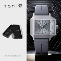 Montre TOMI T021 Quartz Business Coréenne Carrée en Alliage, Lignes Élégantes, Cadran en Verre, Bracelet en Silicone, Montre Unisexe Premium, Cadeau