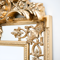 Grand Miroir de Sol Doré Luxe Style Baroque, Sculptures Robustes, Décoration Autonome