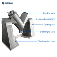 Machine de mélange de poudre sèche automatique industrielle en forme de V de 2L à 100L avec agitateur et moteur pour produits chimiques et plastiques