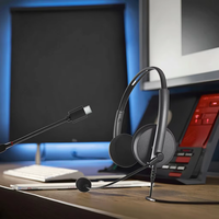 Casque de centre de service clientèle Casques de communication informatique en ligne avec interface ENC, microphone et USB pour vidéoconférence