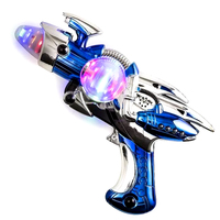 Pistolet Jouet LED en Plastique avec Balle Tournante, Lumières LED Multicolores, Sons, Flash et Musique - Cadeau de Noël et de Rentrée Scolaire, Jetable et Écologique